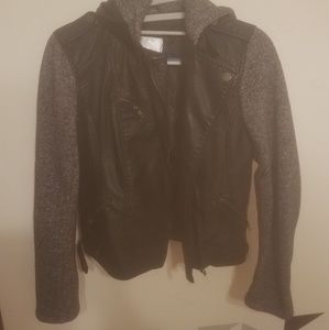 Faux leather and sweatshirt jacket